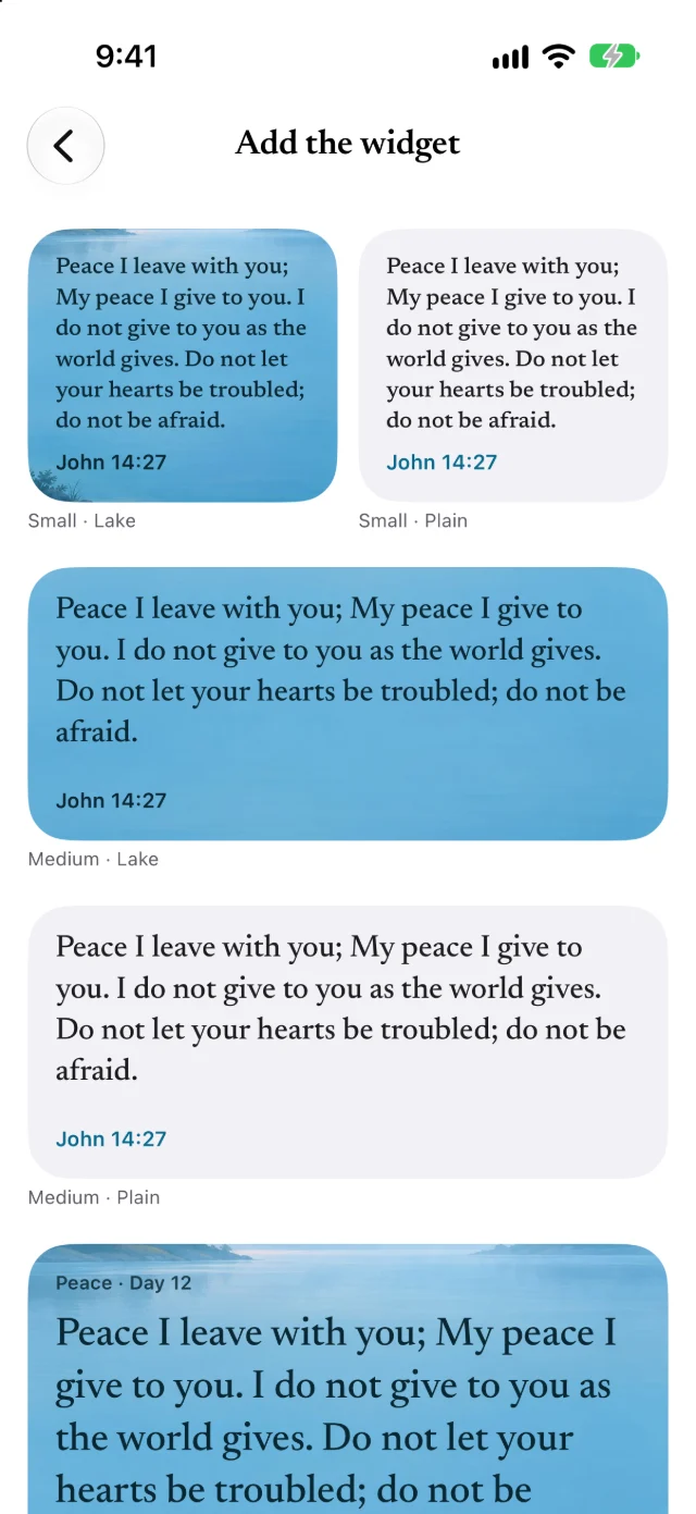 Small and medium Tidingly widgets on a lake or plain background